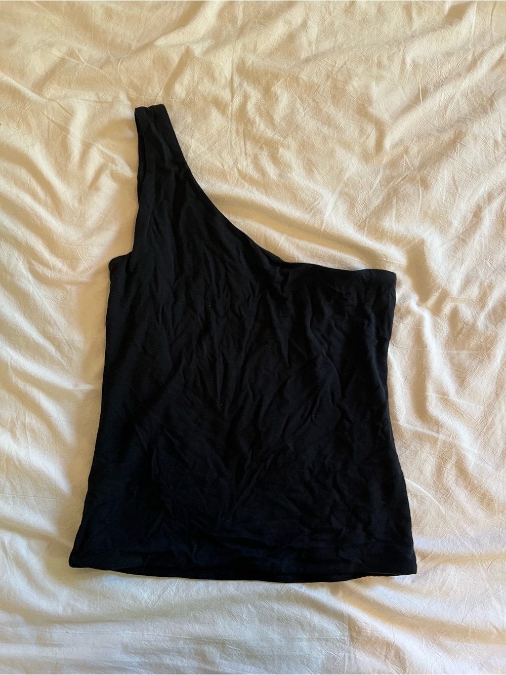 J. Crew One-Shoulder Black Tank Top